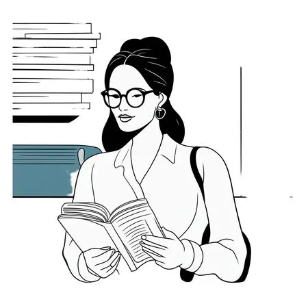 Woman Reading Book In Library  AI Image