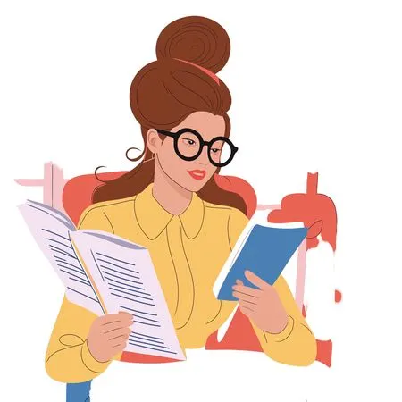 Woman Reading Books While Seated Indoors  AI Image