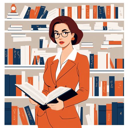 Woman Reading In Library  AI Image