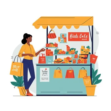 Woman shopping at a market stall AI Image