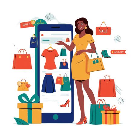 Woman Shopping For Fashion Items Online  AI Image