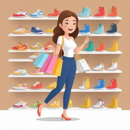 Woman Shopping For Sneakers In Store  AI Image
