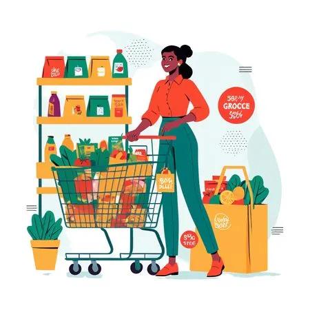 Woman Shopping In Grocery Store  AI Image