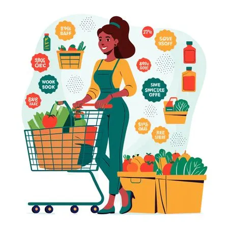 Woman Shopping With Discounts At Supermarket  AI Image