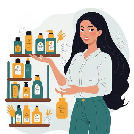 Woman Showcasing Hair Care Products AI Image