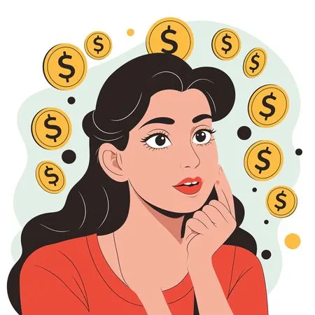 Woman Thinking About Money And Finance  AI Image