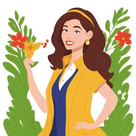 Woman With Flowers  AI Image