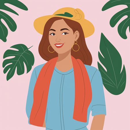 Woman With Hat And Scarf  AI Image