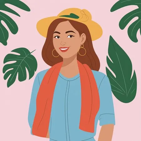 Woman With Hat And Scarf  AI Image