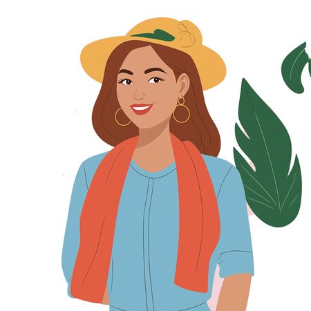 Woman With Hat And Scarf  AI Image
