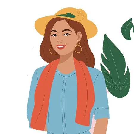 Woman With Hat And Scarf  AI Image