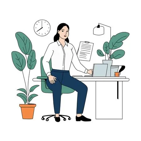 Woman Working At An Office Desk  AI Image