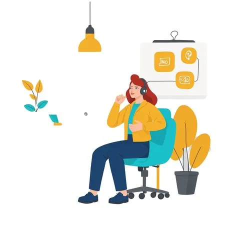 Woman Working At Desk With Headset And Computer  AI Image