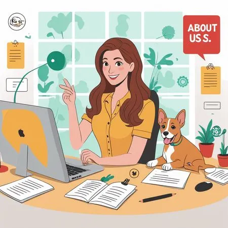 Woman Working In An Office With A Dog  AI Image