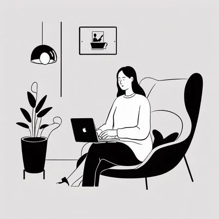 Woman Working On A Laptop In A Modern  AI Image