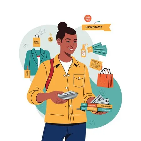 Young dult Shopping With Coupons And Bags AI Image