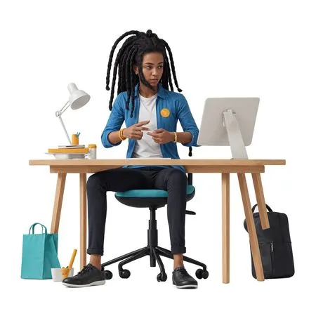Young Professional Employee Working At Desk  AI Image