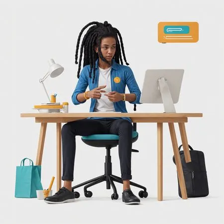 Young Professional Employee Working At Desk  AI Image